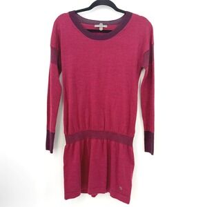Smartwool Tabaretta Sweater Dress Burgundy Striped Merino Wool M Gorpcore Travel